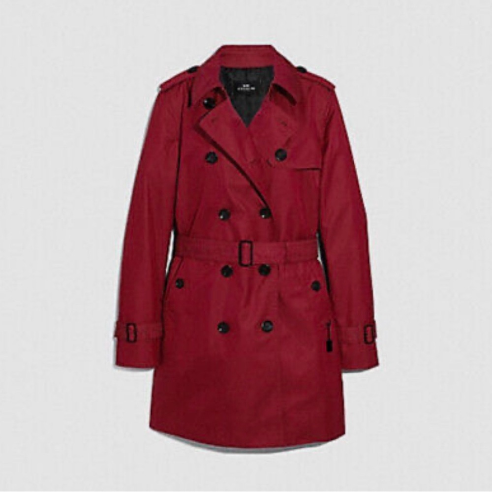 Women's Maroon Coach Trench Coat